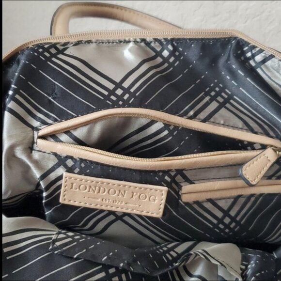 London Fog Lock Key Lizard Faux Leather Satchel Cream color - Picture 14 of 14